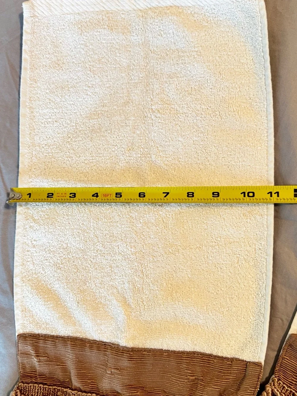 CROSCILL Set of 2 Cotton Towels Cream & Bronze Gold Brown Decorative Hand Towel